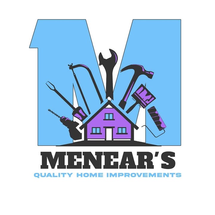 Menear's blue and purple home improvement logo published on its business page